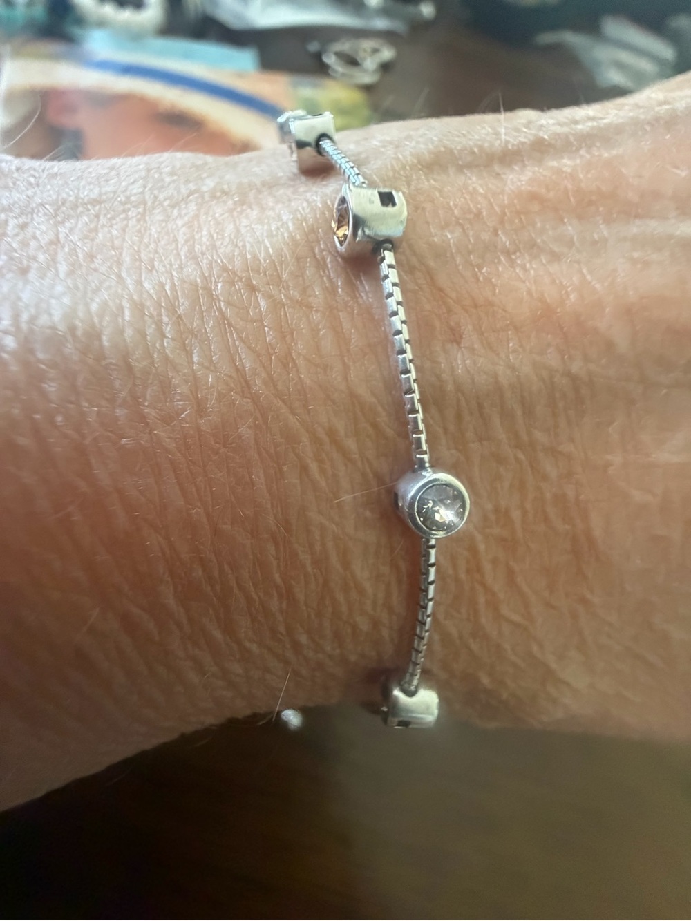 Grace & Heart G&H NIGHT LIGHTS Bracelet 6-9” Adjustable .925 SS Crystals NEW